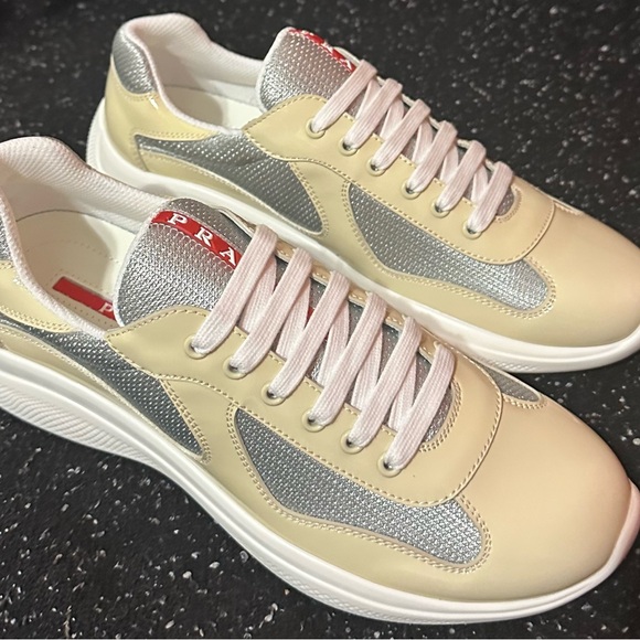 Prada Men's Cream and Gray Sneakers sz 7 - Picture 2 of 3